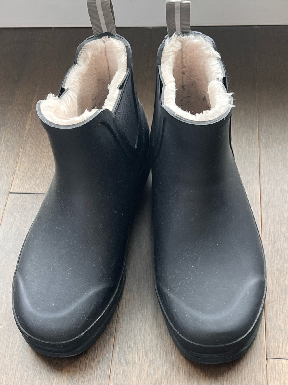 Tretorn Black Faux-Fur Lined Waterproof Ankle Rain Boots